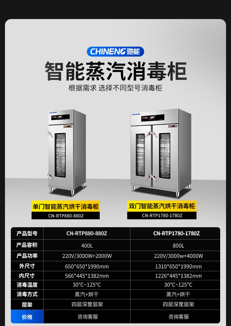 馳能蒸汽消毒柜產品參數1