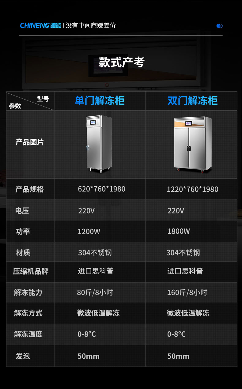 解凍柜規格參數表